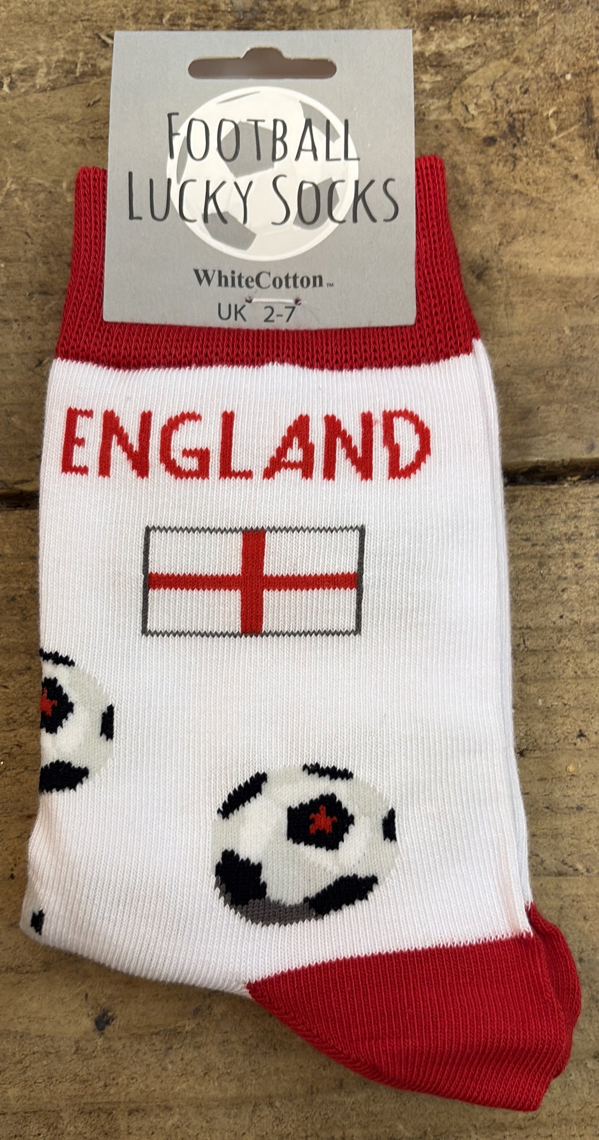 Ladies Socks: England Football - White Cotton