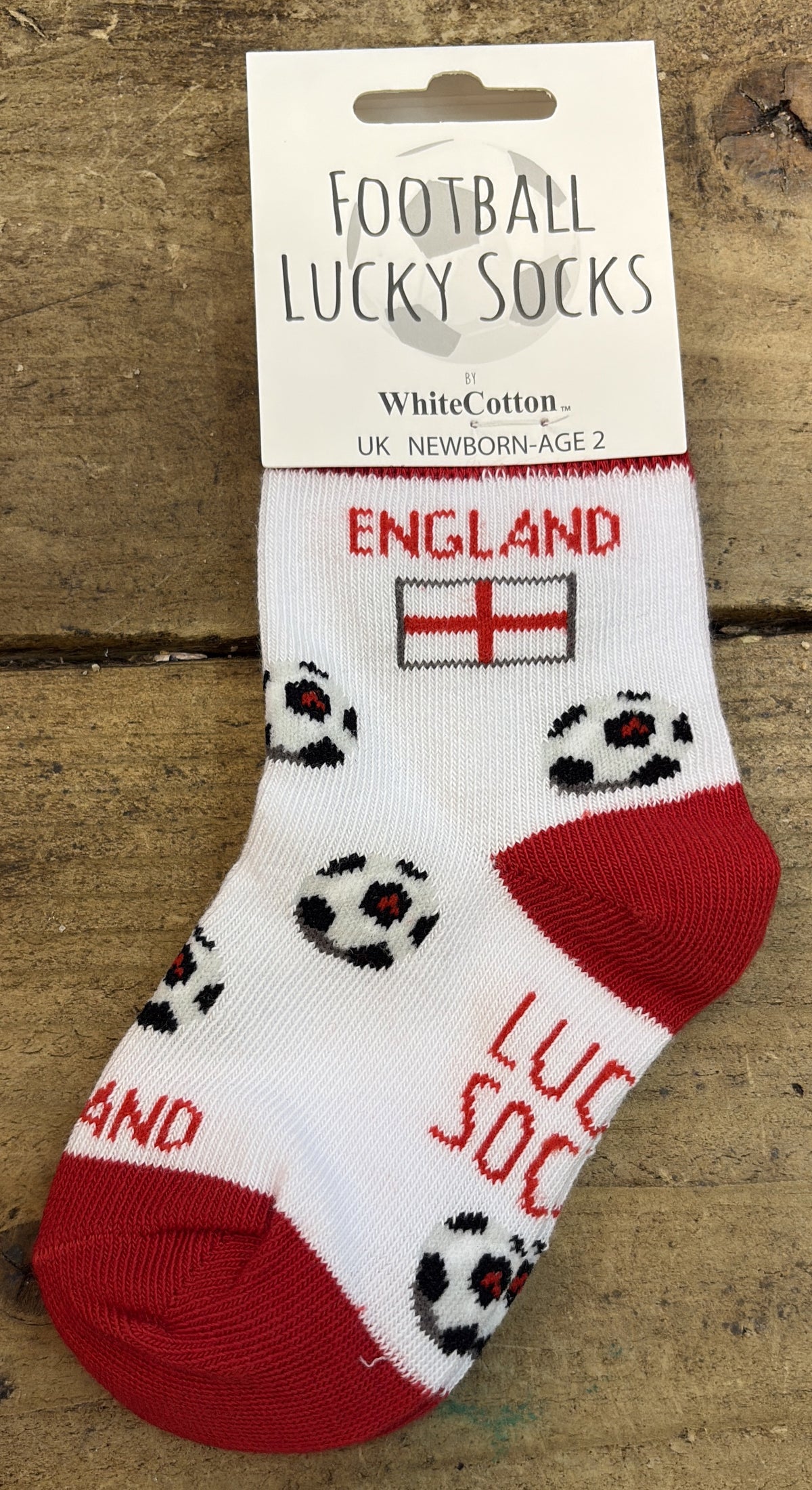 Childrens Socks: England Football - White Cotton