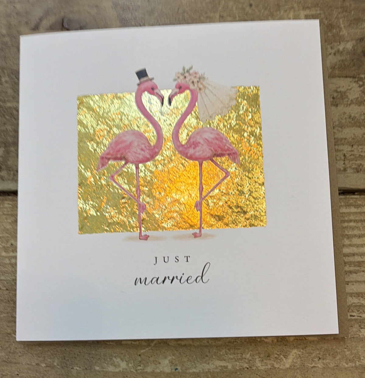 Wedding Card: Reflections Just Married Flamingos - Marina B