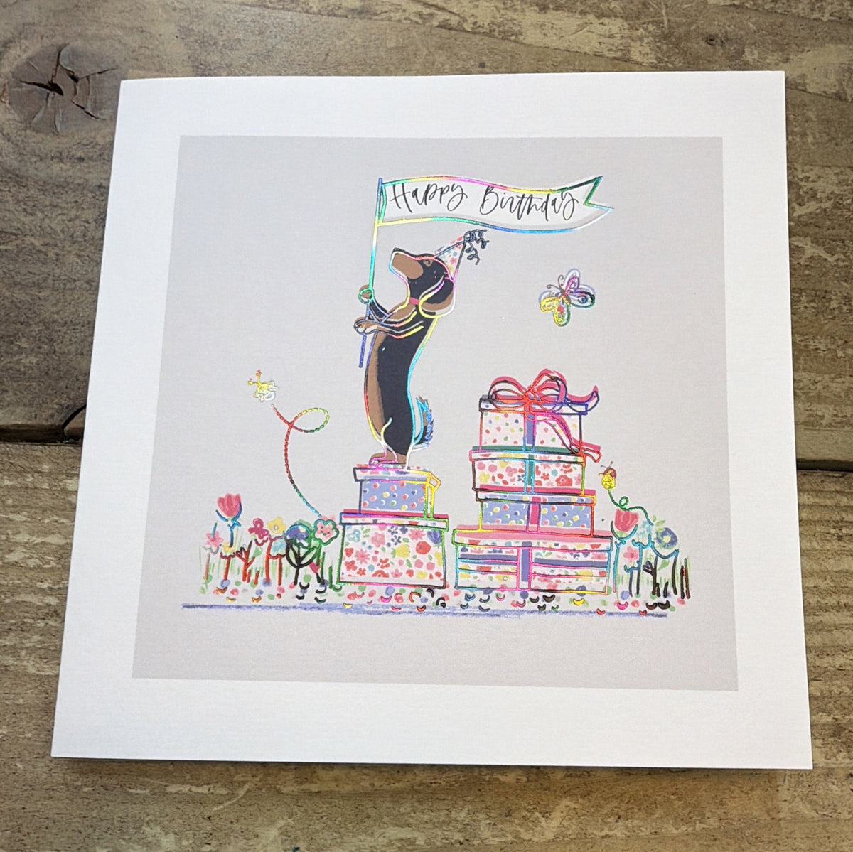 Birthday Card: Pretty Lilly Dachshund with Presents - Marina B