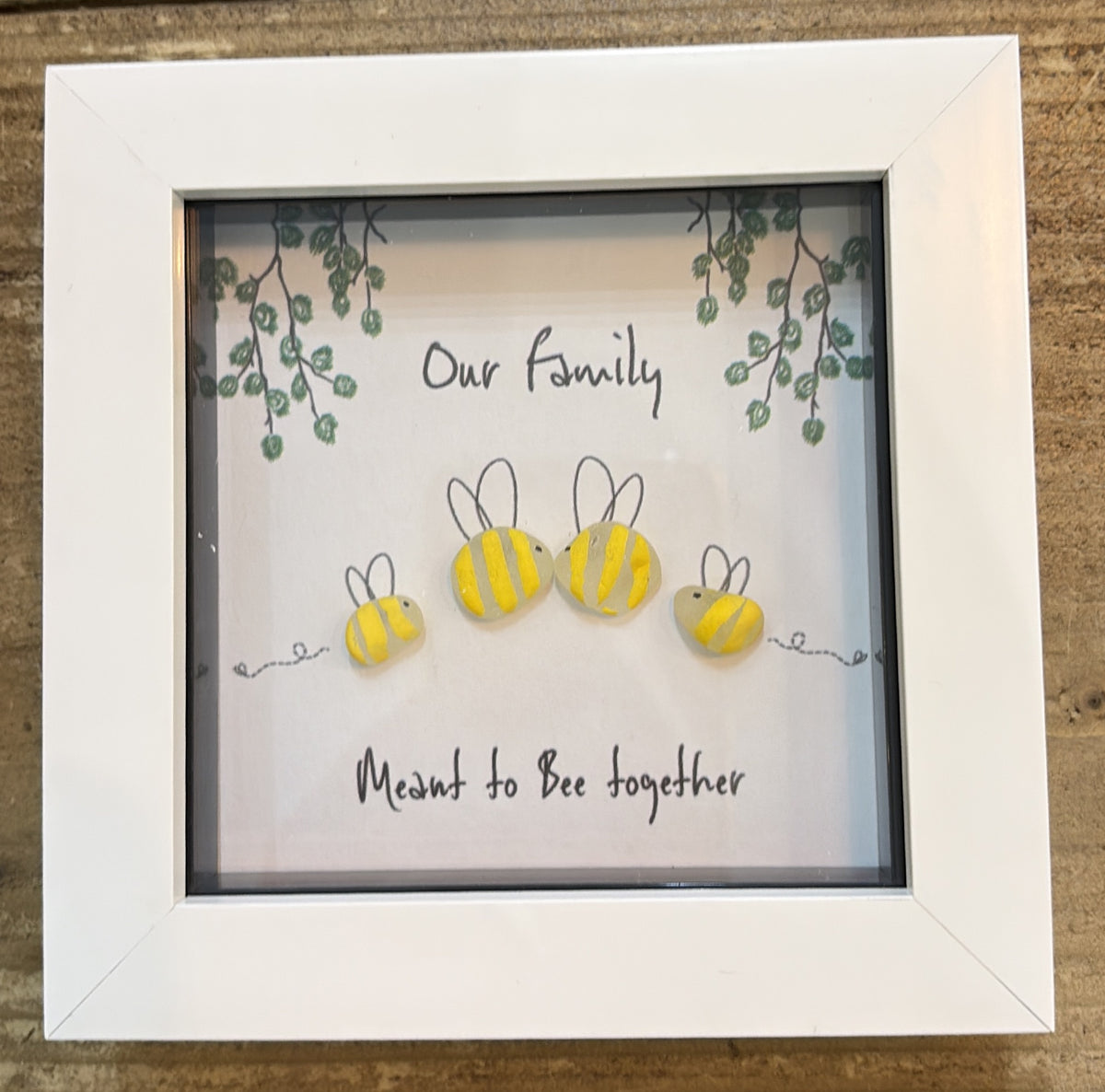 Pebble Picture: Our Family - Bee Together - White Box Frame - La de Da Living