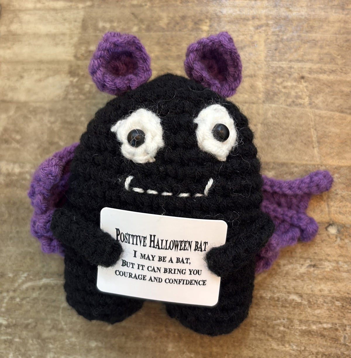 Positivity Crochet Gift: Small - Positive Halloween Bat - The Happy Fruit and Veg Farm