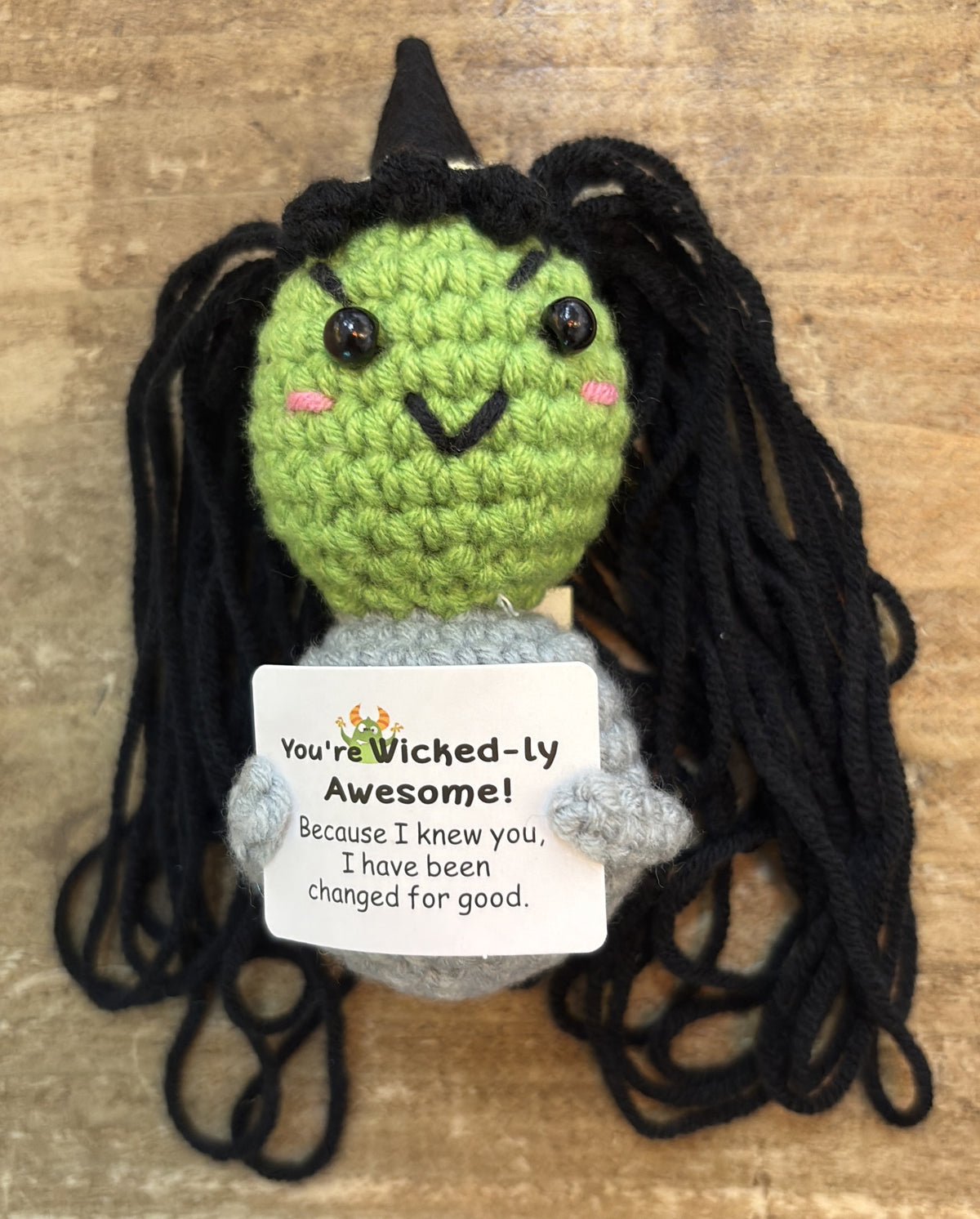 Positivity Crochet Gift: Small - Positive Elphaba Witch - The Happy Fruit and Veg Farm”