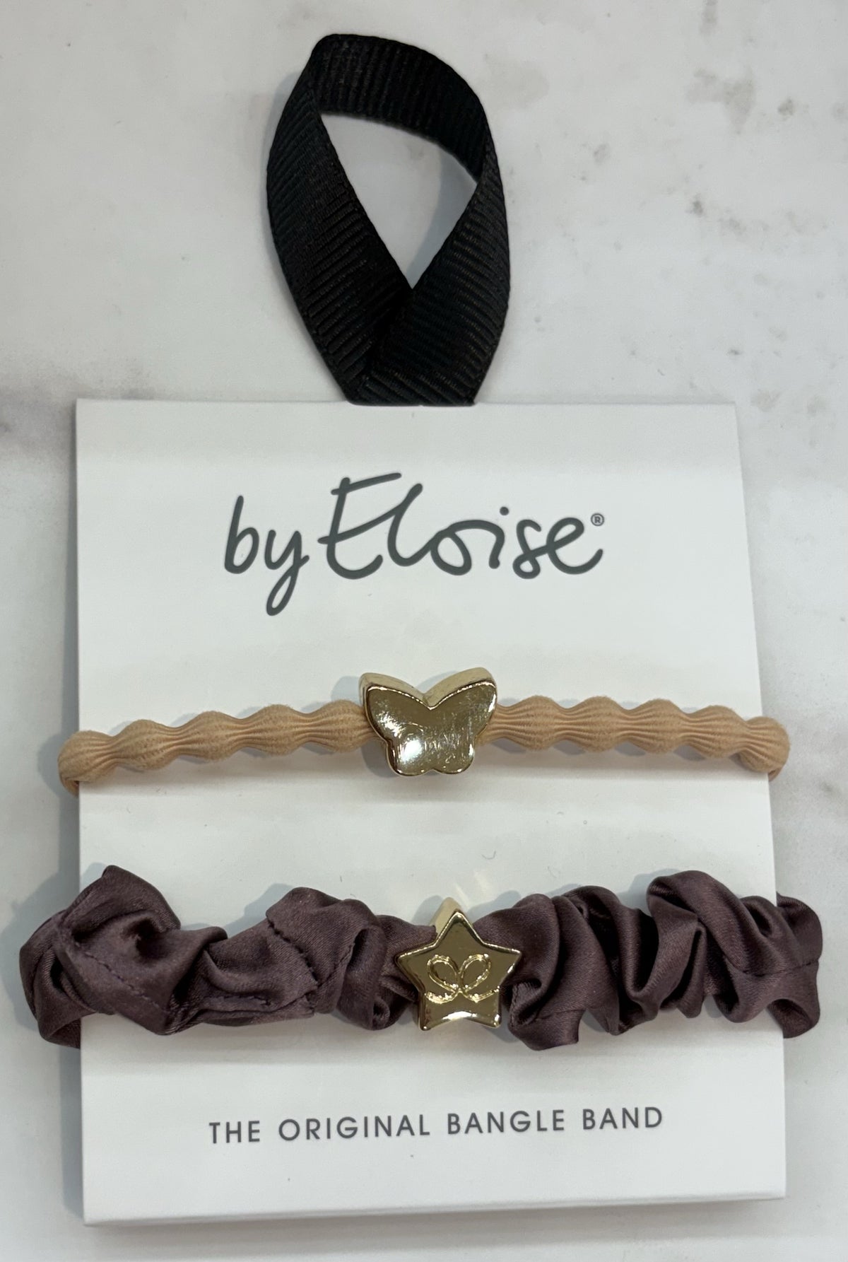 Hairband Bracelet Set: Gold Butterfly & Scrunchie - Peach & Mulberry - by Eloise