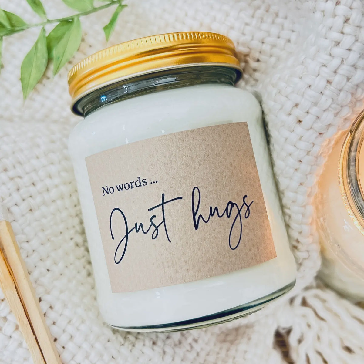 Candle: Scented Mimosa Flower & Mandarin No Words Just Hugs - White - Lollyrocket Candles