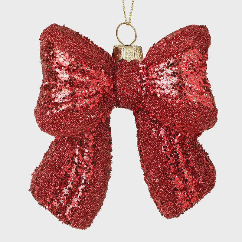 Christmas Tree Decoration: Glitter Bow - Red - Heaven Sends