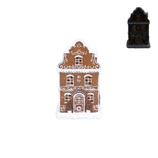 Chistmas Ornament: LED Iced Gingerbread Townhouse - Brown - Gisela Graham