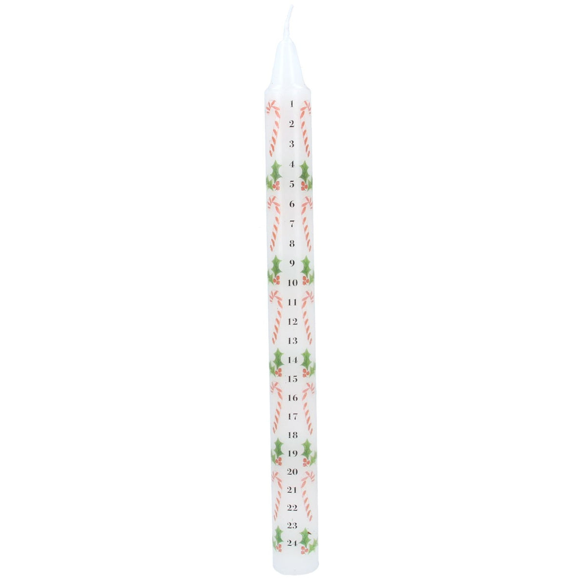 Christmas Advent Candle: Wax Candy Cane & Holy - White - Gisela Graham