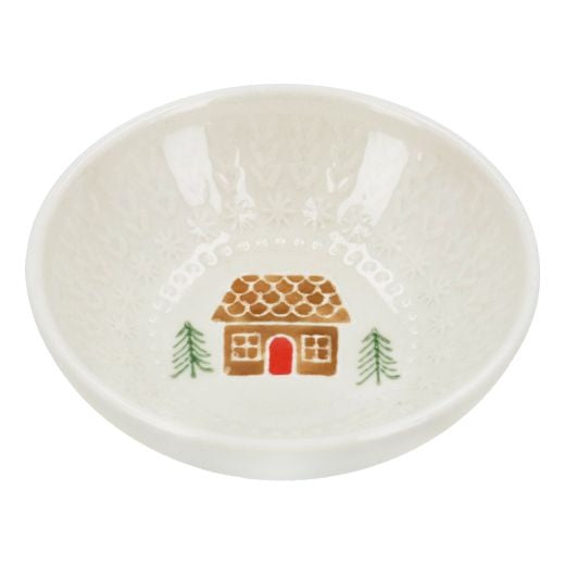 Christmas Bowl: Stoneware Ceramic Gingerbread House - Cream - Gisela Graham