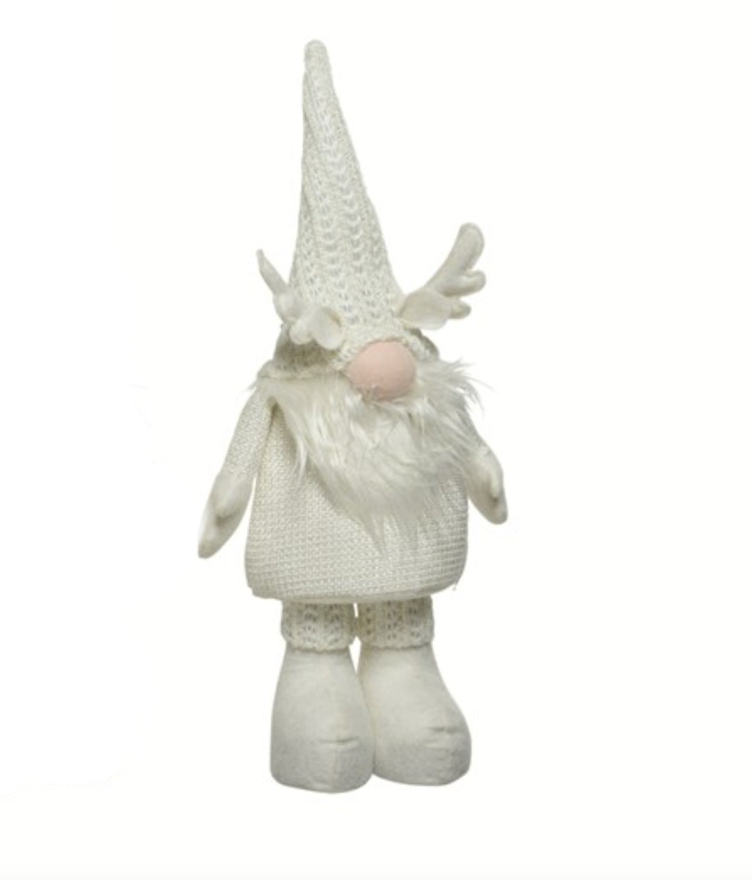 Christmas Character: Fabric Gonk Knitted Hat Reindeer Antlers Large - White