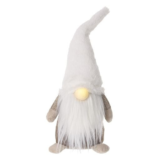 Christmas Character: Fabric Gonk Standing White Beard Medium  - Beige Brown