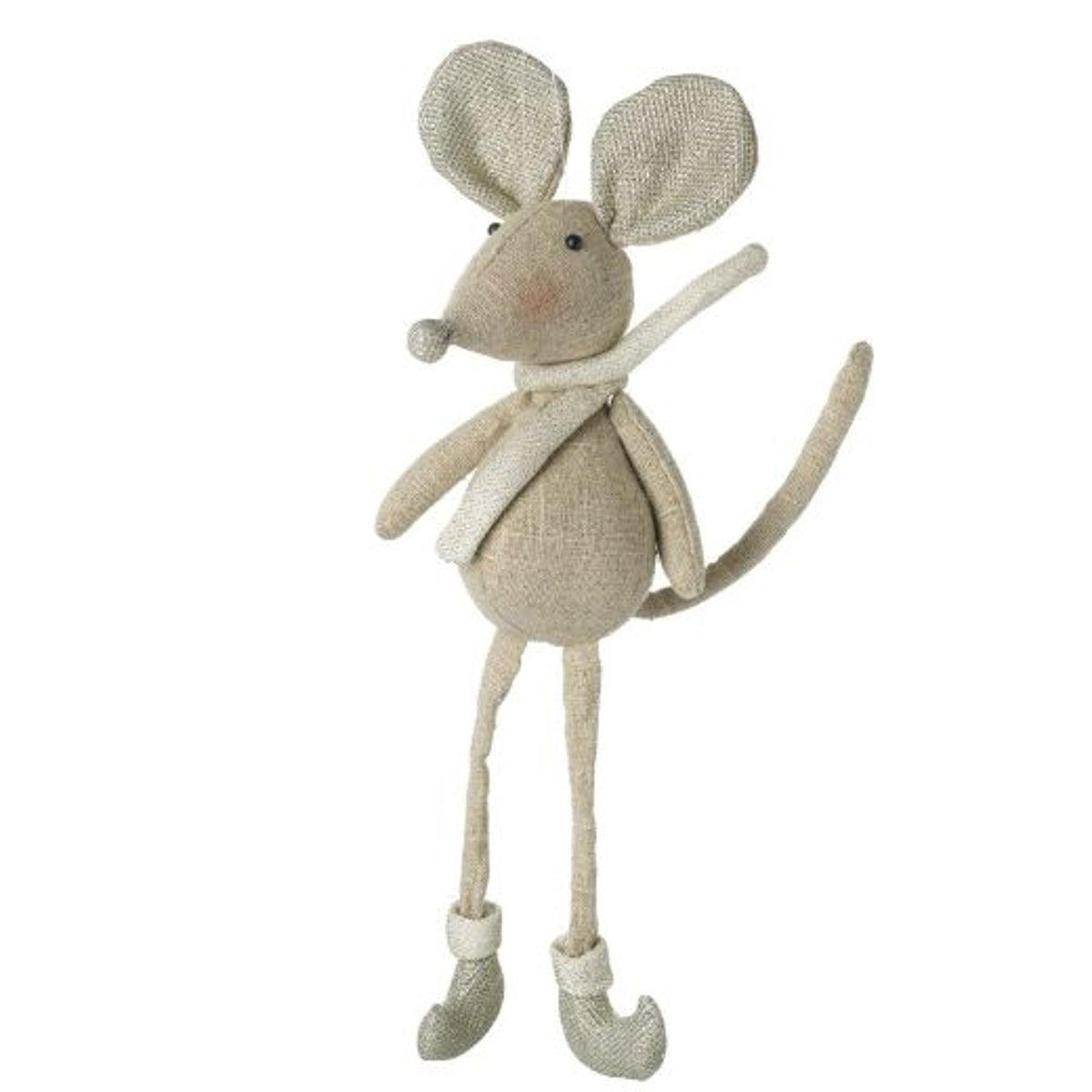 Christmas Character: Fabric Mouse in Boots - Gold & Natural