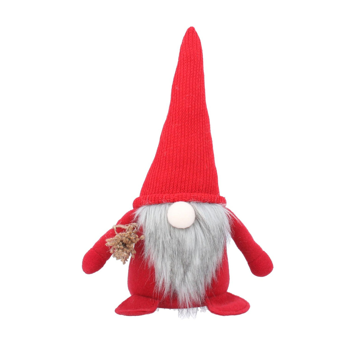 Christmas Character: Fabric Plush Gonk Medium Standing Santa w Beard - Red - Gisela Graham