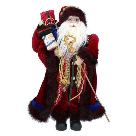 Christmas Character: Plush Velvet Santa Parcels 48cm - Maroon Red - Gisela Graham