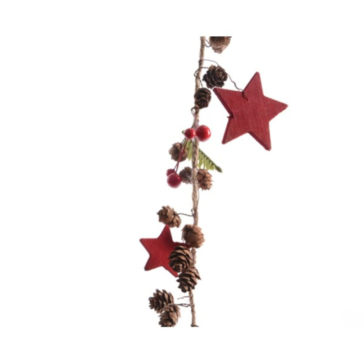 Christmas Garland: Pine Cone 1.2m Long Red Star - Natural