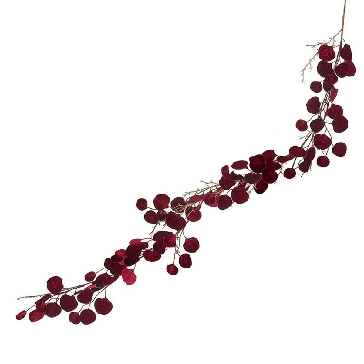 Christmas Garland: Velvet Leaves 155cm  - Red