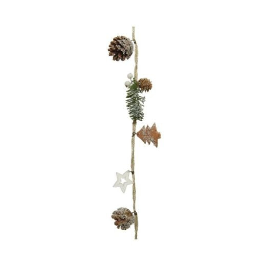 Christmas Garland: Wood Pinecone Tree Foliage 1.1m - Natural