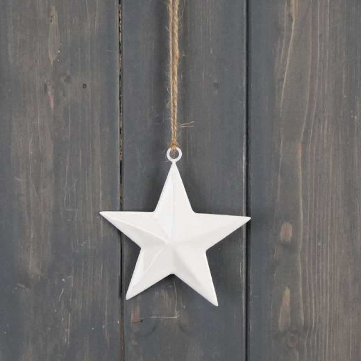 Christmas Hanging Dec: Enamel Star - White