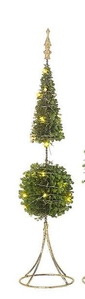 Christmas LED Topiary Tree: Faux Large Glitter Base & Top Light up  - Green