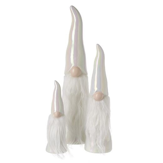 Christmas Ornament: Ceramic Porcelain Tall Hats Beards Large - IRIDESCENT - Heaven Sends