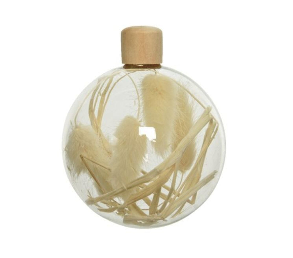 Christmas Tree Decoration: Glass Bauble Dried Grass BOHO - Cream