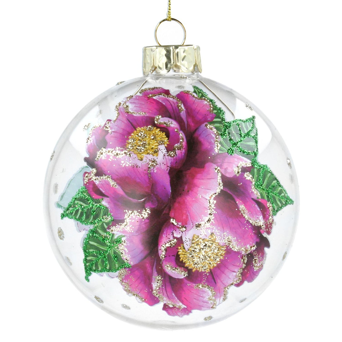 Christmas Tree Decoration: Glass Bauble Flowers - Purple - Gisela Graham
