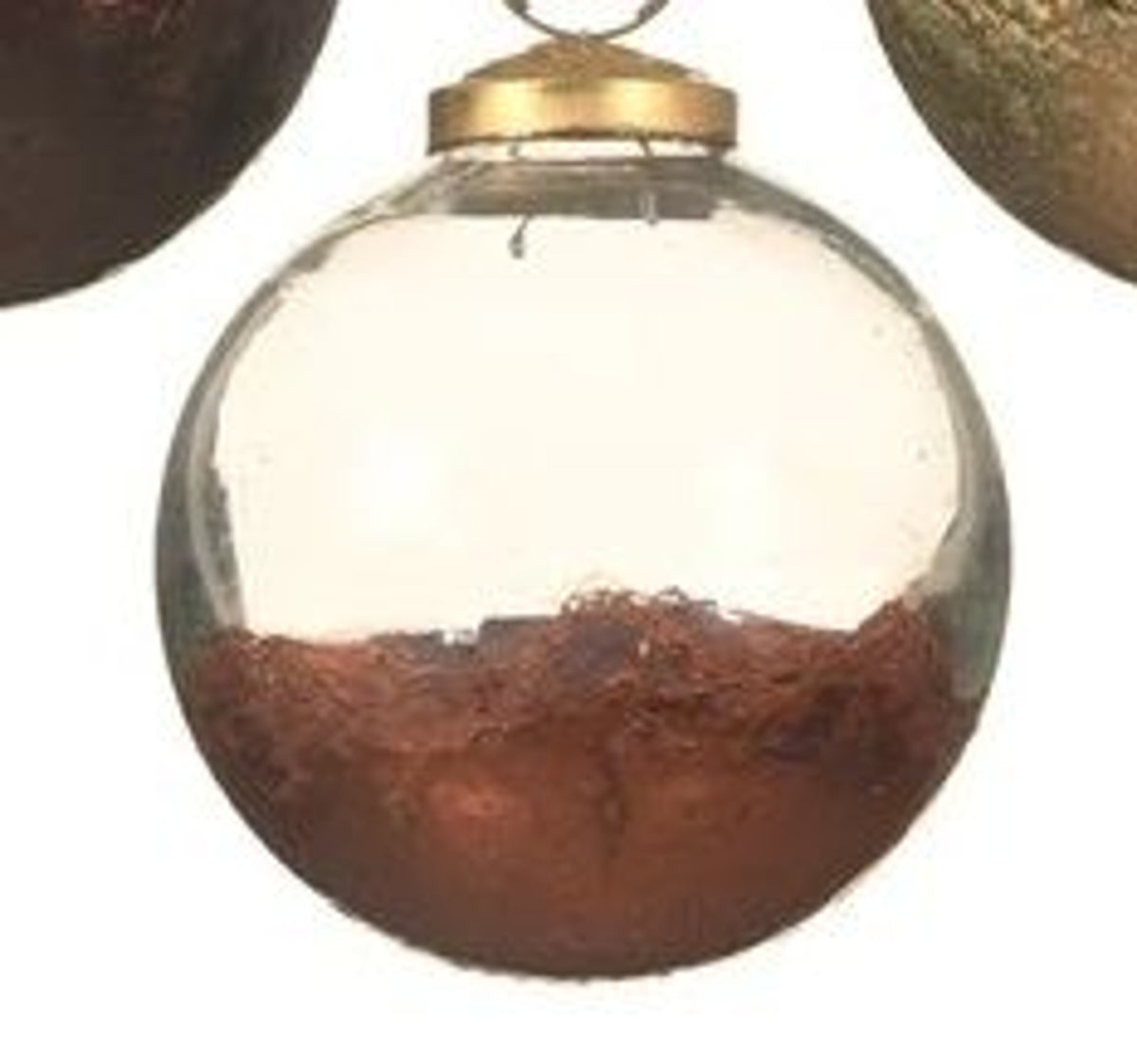 Christmas Tree Decoration: Glass Bauble Metallic Base - Copper