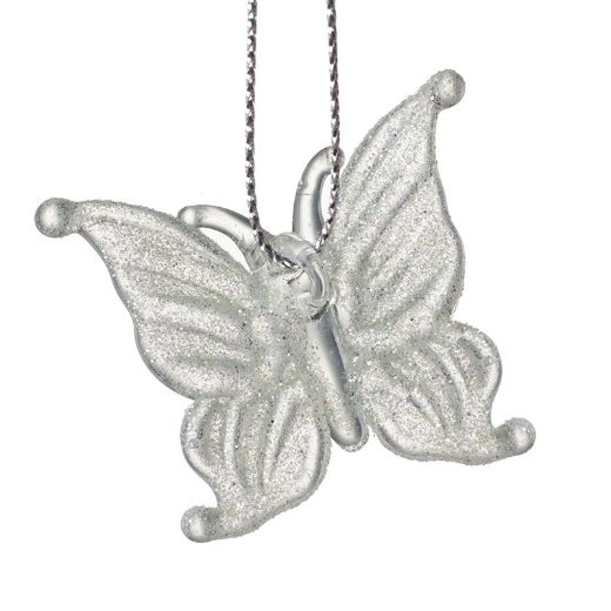 Christmas Tree Decoration: Glass Butterfly Mottled - Silver - Heaven Sends