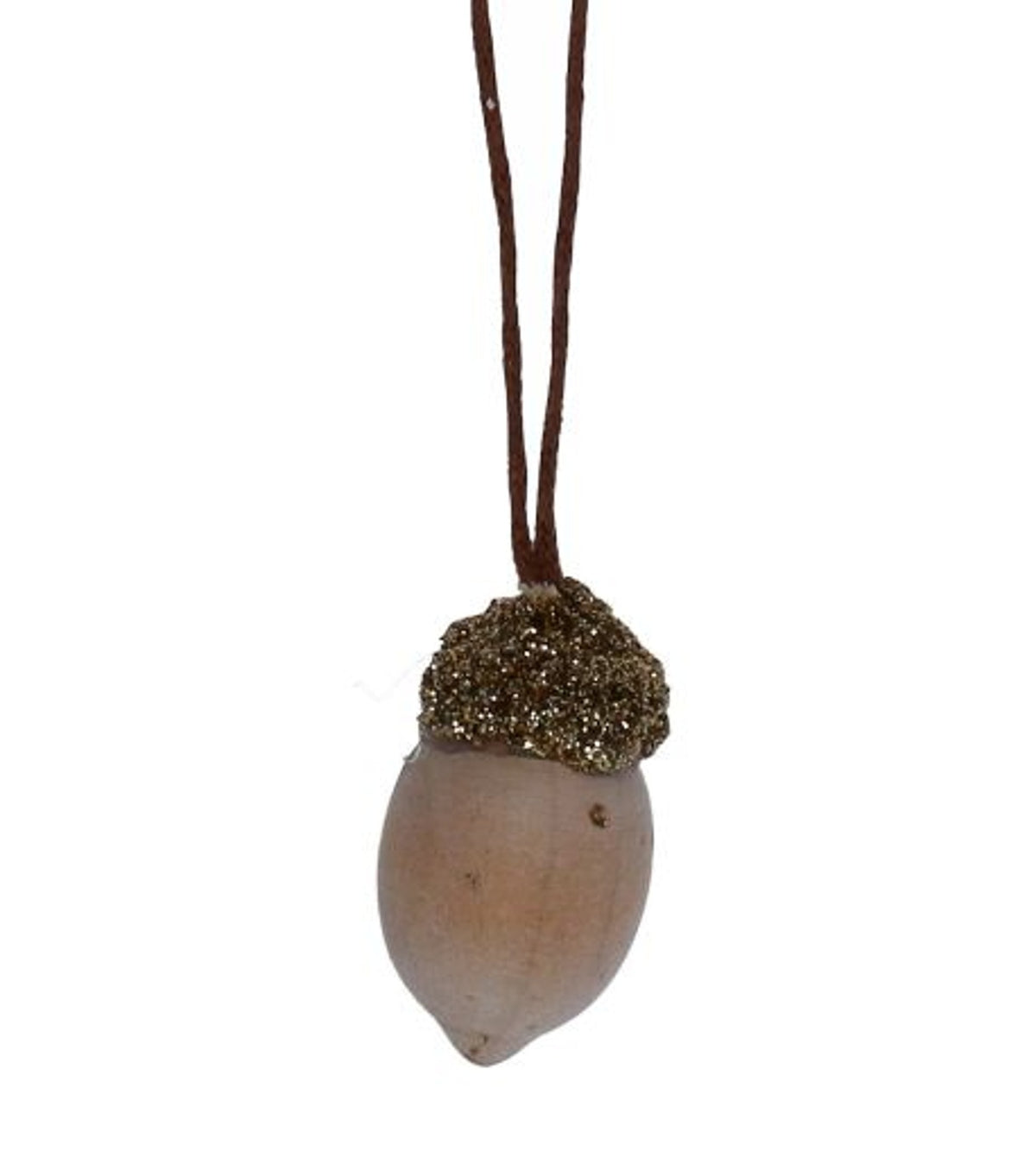 Christmas Tree Decoration: Wood Acorn Glitter Gold - Gisela Graham