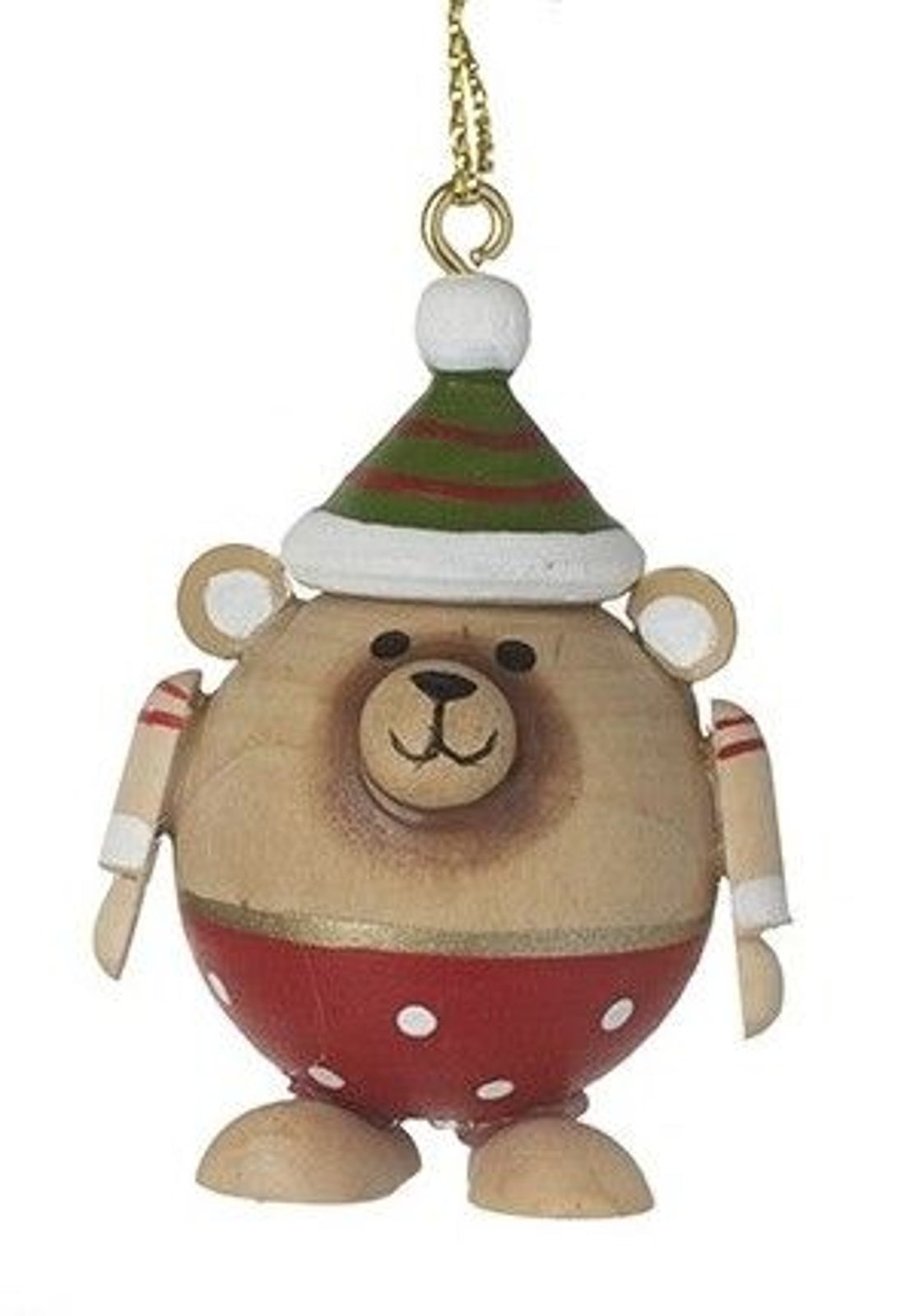 Christmas Tree Decoration: Wood Bear Round - Natural