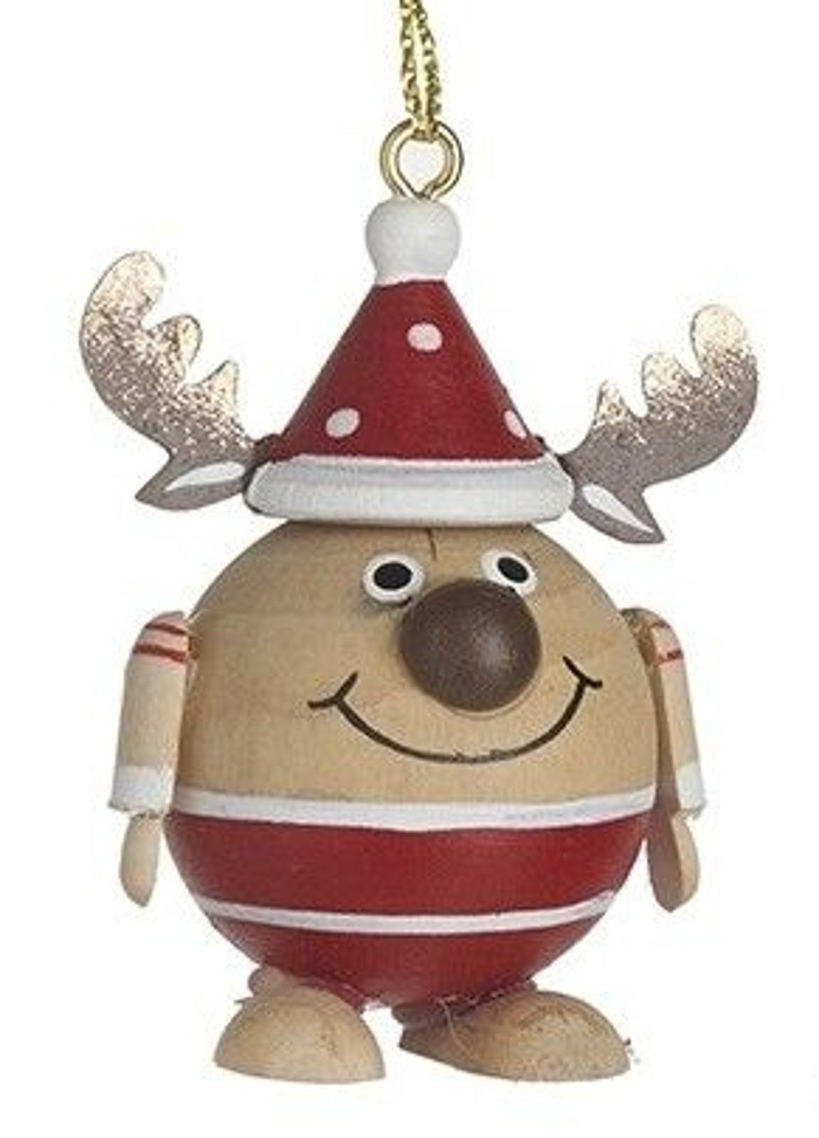 Christmas Tree Decoration: Wood Reindeer Round - Natural