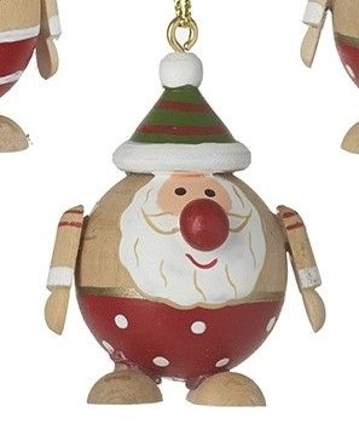 Christmas Tree Decoration: Wood Santa Round - Natural