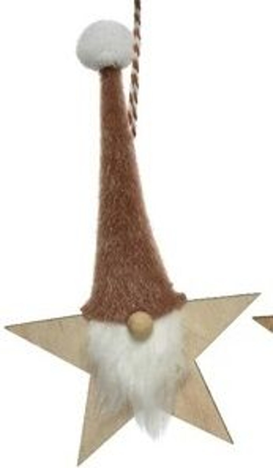 Christmas Tree Decoration: Wood Star Gonk - Brown