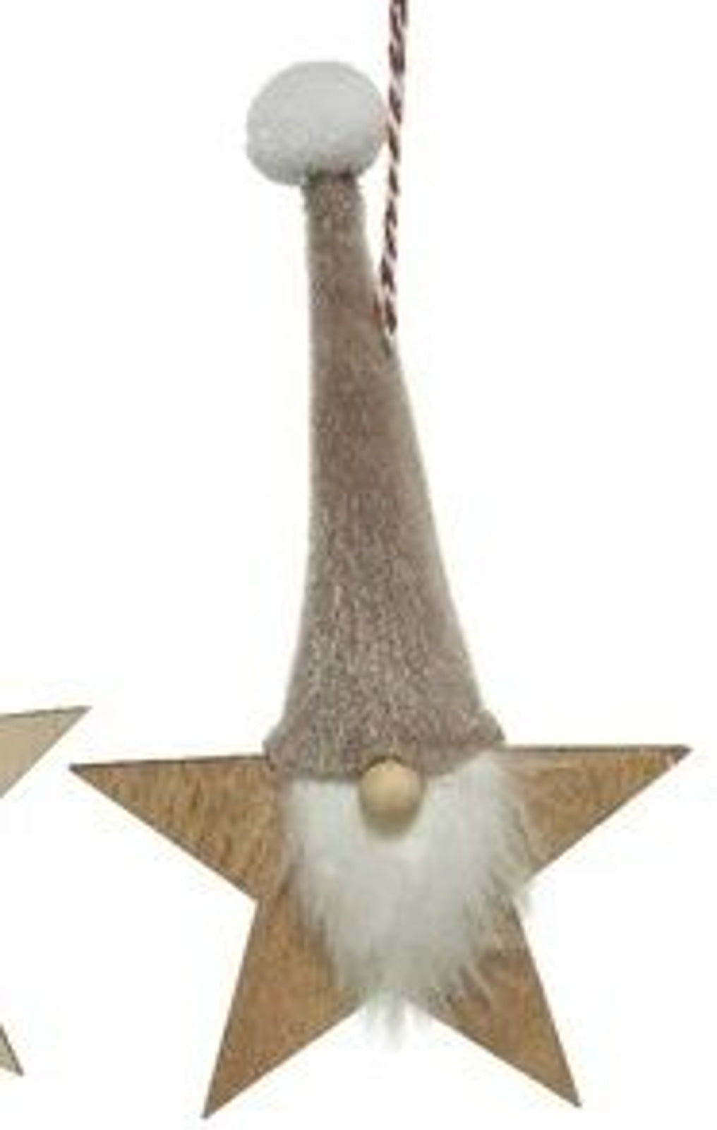 Christmas Tree Decoration: Wood Star Gonk - Grey