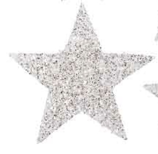 Christmas Wall Decoration: Iron Glitter Star w Hanger Extra Solid - White