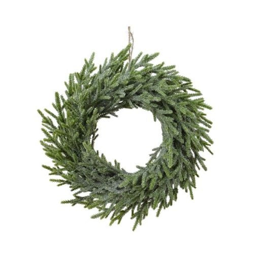 Christmas Wreath: Faux Foliage Small 30cm Pine Glitter Branches - Green