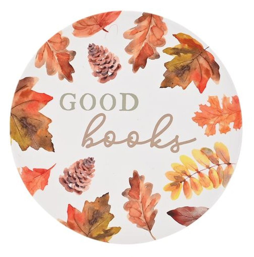 Coaster: Ceramic Round Leaves Good Books - Brown - Country Living
