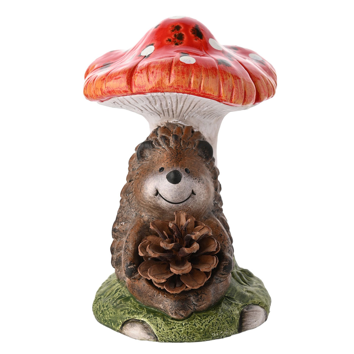 Ornament: Hedgehog Holding A Pinecone On A Toadstool - Brown - Country Living