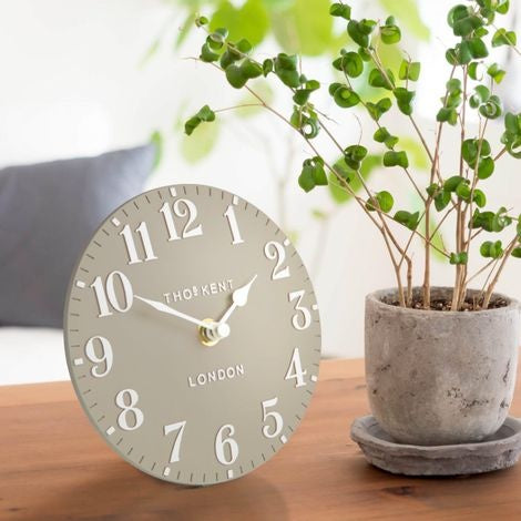 Clock: Mantel Resin Arabic 6inch - Sand Beige - Thomas Kent