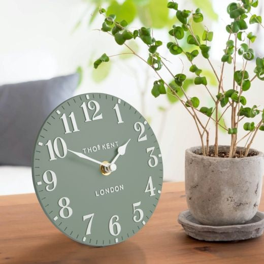 Clock: Mantel Resin Arabic 6inch - Seagrass Green - Thomas Kent