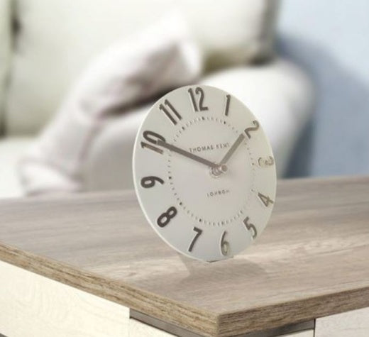 Clock: Mantel Resin Mulberry 6inch - Cloud Grey SIlver - Thomas Kent (HOME - Art Marketing)