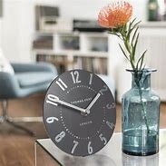 Clock: Mantel Resin Mulberry 6inch - Graphite Grey & Silver - Thomas Kent