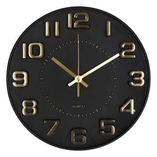 Clock: Small  30cm Gold Numbers - Black - HOME - My Gifts Trade