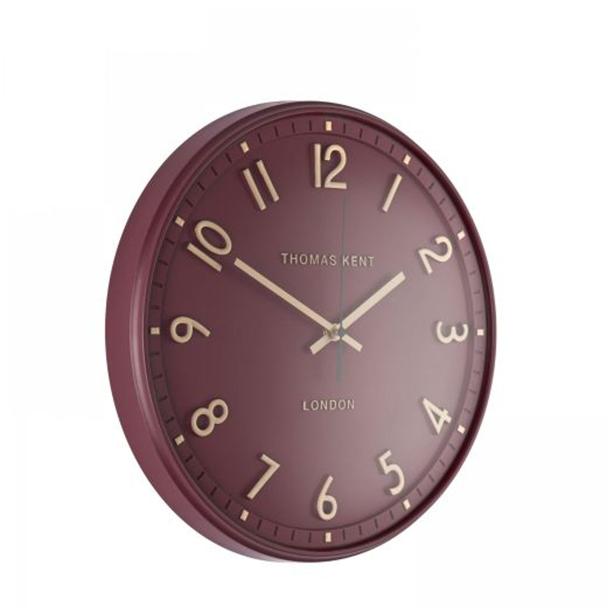 Clock: Wall Painted 14inch Tresco - Berry Red & Gold - Thomas Kent