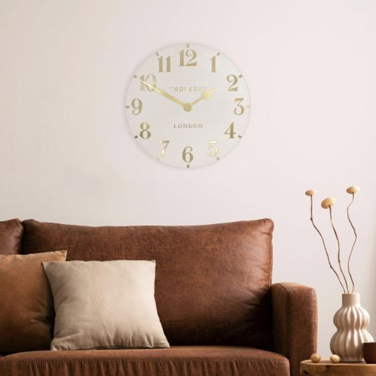 Clock: Wall Resin Arabic 20inch - Oatmeal Cream & Gold - Thomas Kent