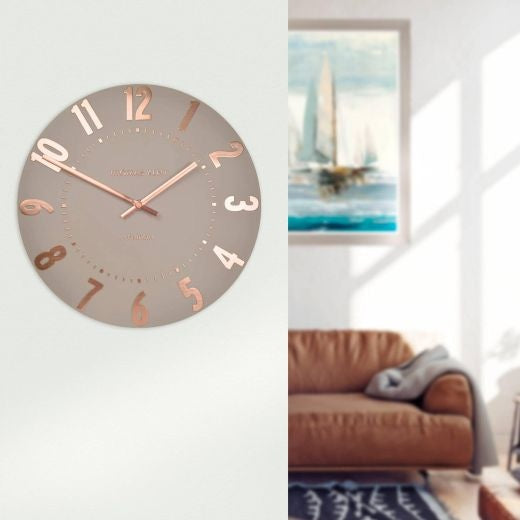 Clock: Wall Resin Mulberry 12inch - Beige & Rose Gold Copper - Thomas Kent