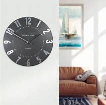Clock: Wall Resin Mulberry 12inch - Graphite Grey Silver - Thomas Kent