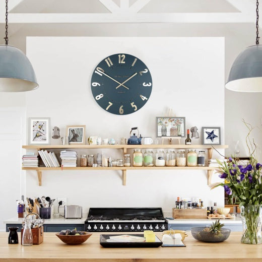Clock: Wall Resin Mulberry 20 inch - Midnight Navy Blue Champagne - Thomas Kent