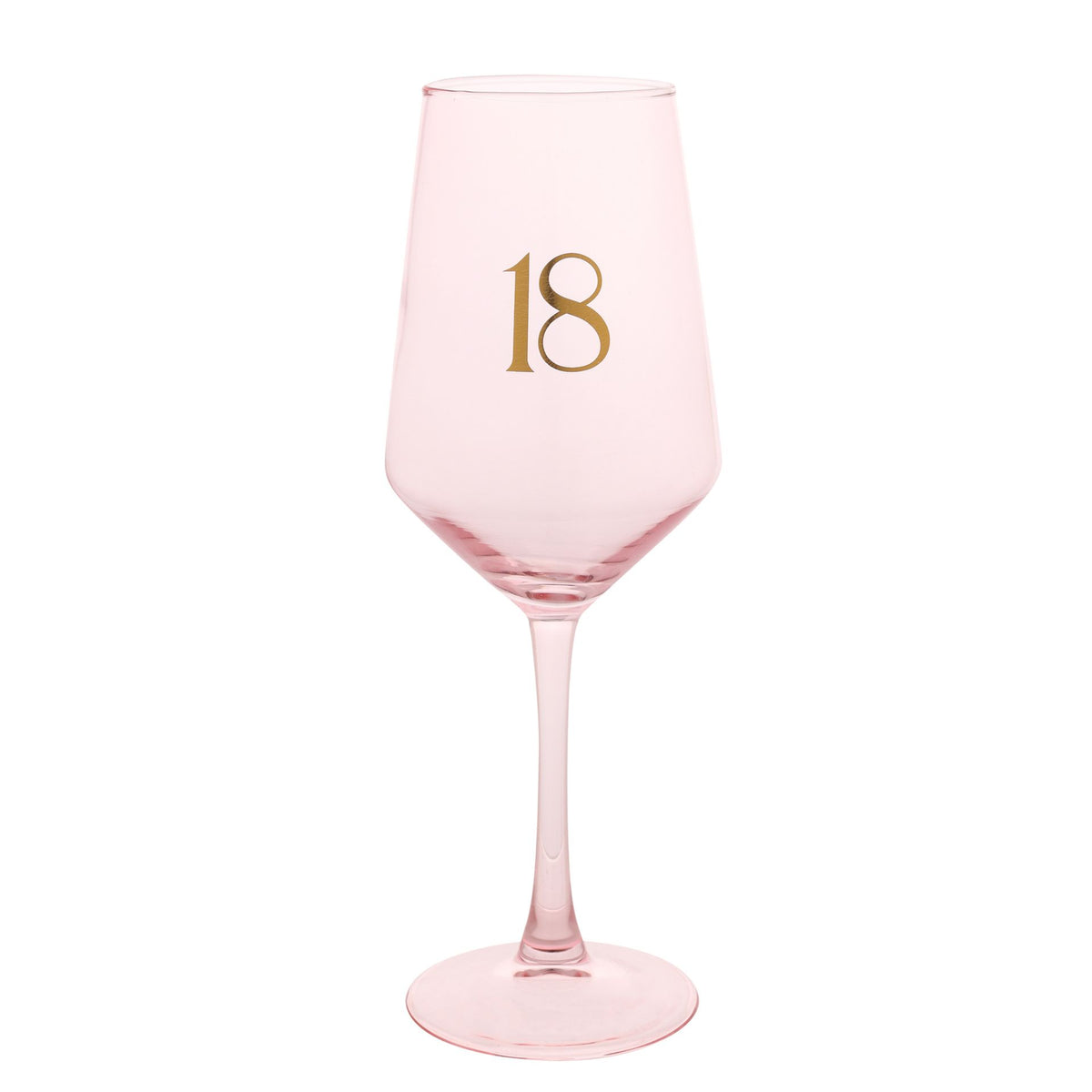 Wine Glass: Age 18th Birthday Confetti - Rose Gold - Widdops