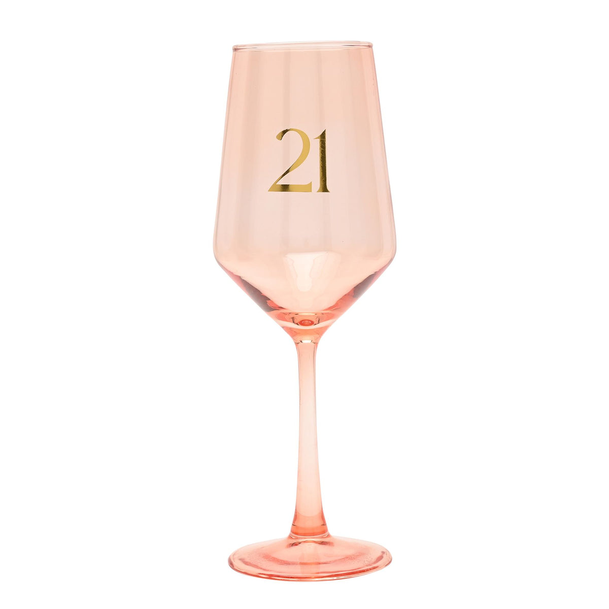 Wine Glass: Age 21st Birthday Confetti - Rose Gold - Widdops